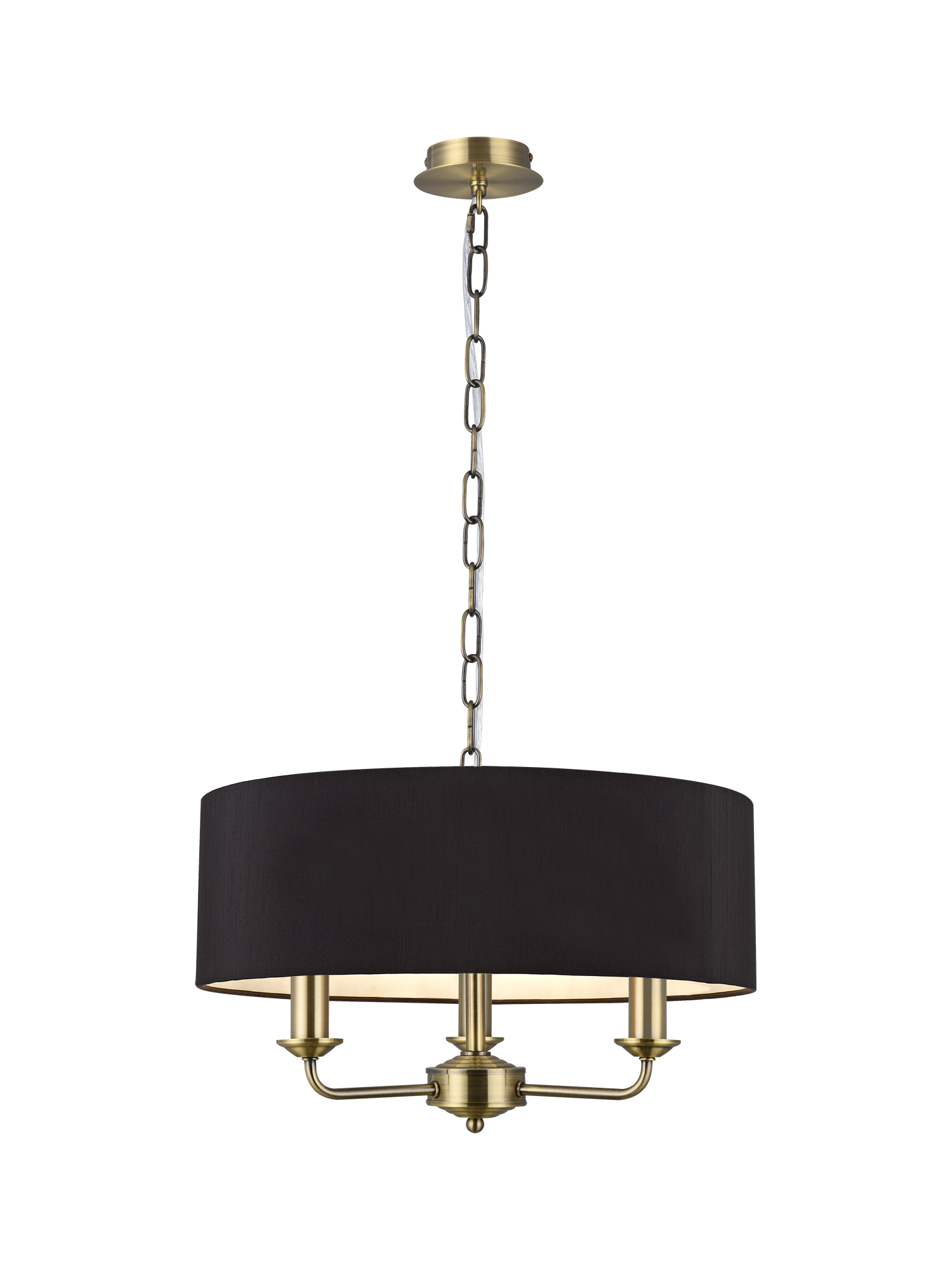 DK0033  Banyan 45cm 3 Light Pendant Antique Brass; Black